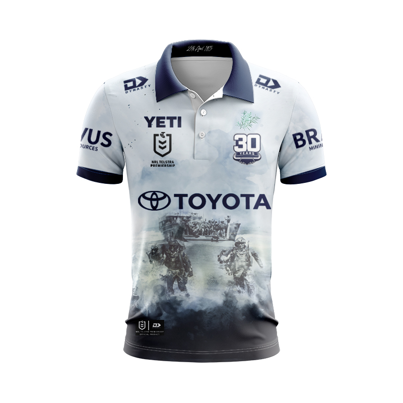 NRL North Queensland Cowboys 2025 Defence Blue Polo Shirt