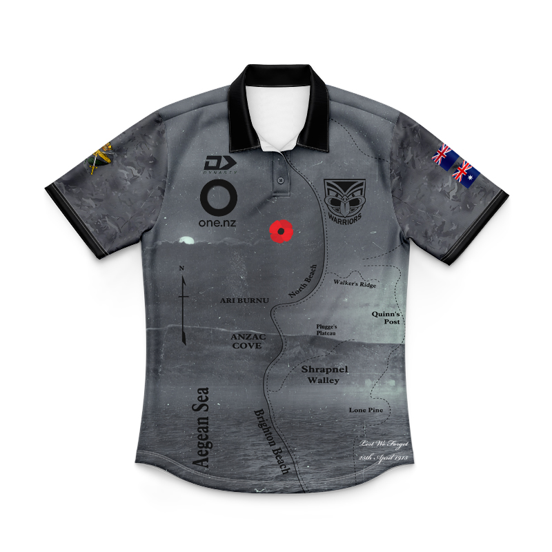 Kid's NRL New Zealand Warriors 2025 ANZAC Polo Jersey