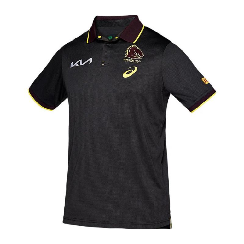 NRL Brisbane Broncos 2022 Team Black Polo Shirt