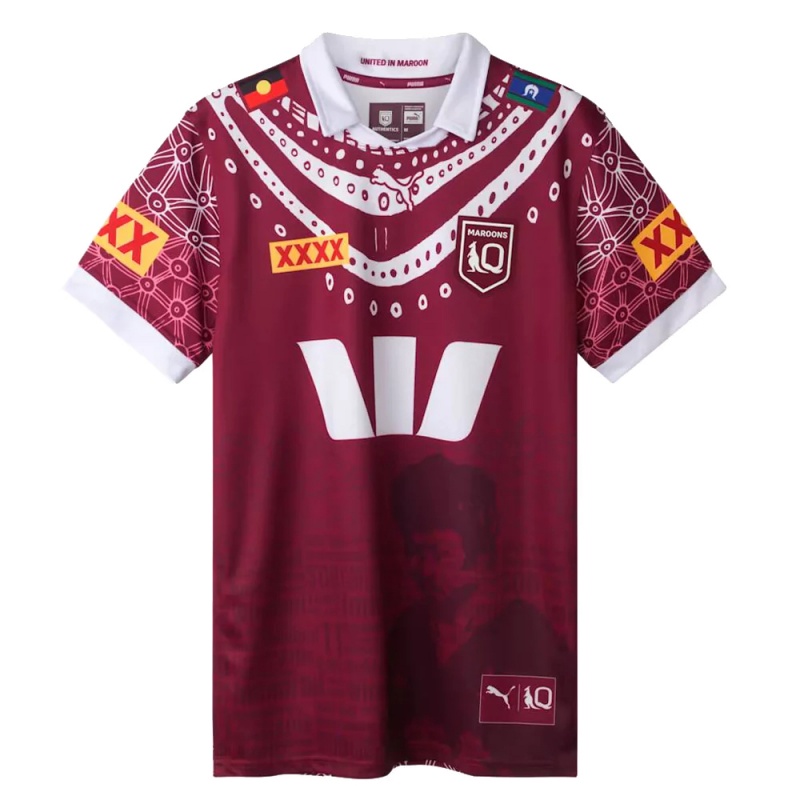 NRL QLD Maroons 2025 Indigenous Burgundy Jersey