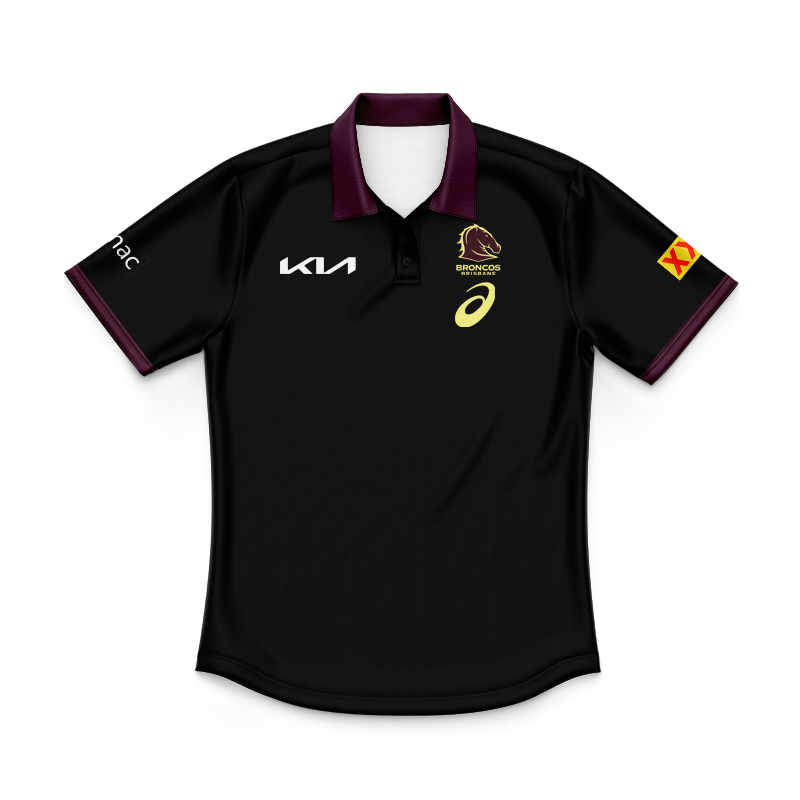 Kid's NRL Brisbane Broncos 2025 Black Team Polo Shirt