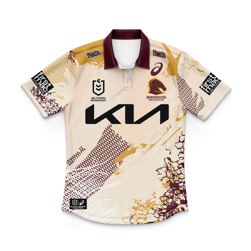Kid's NRL Brisbane Broncos 2025 Indigenous Polo Jersey