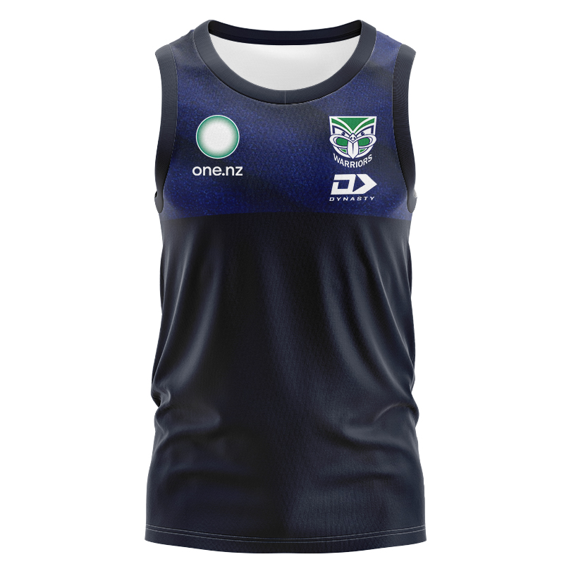 NRL New Zealand Warriors 2025 Black Sand Media Singlet