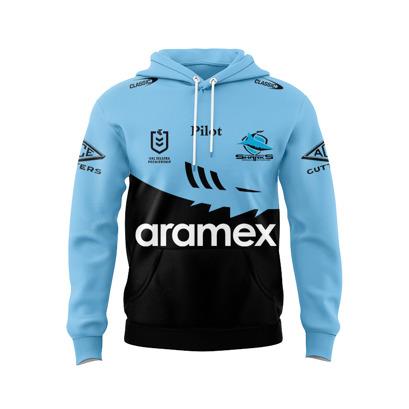 NRL Cronulla-Sutherland Sharks 2025 Sky/Blk Training Hoodie
