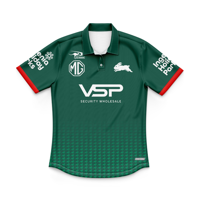Kid's NRL South Sydney Rabbitohs 2025 Green Pro Training Polo Jersey