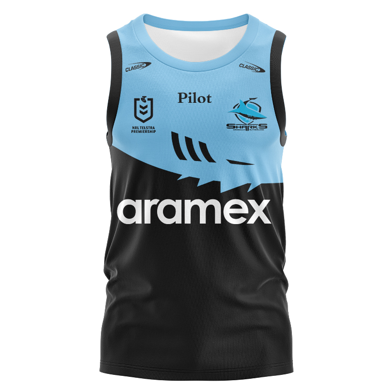 NRL Cronulla-Sutherland Sharks 2025 Sky/Blk Training Singlet