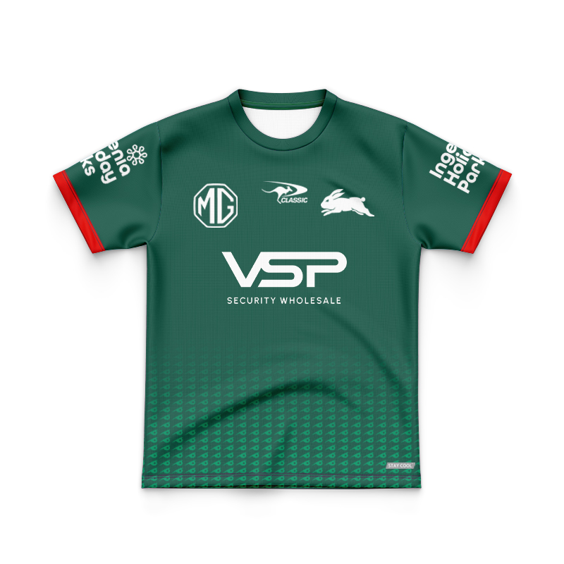 Kid's NRL South Sydney Rabbitohs 2025 Green Pro Training Jersey