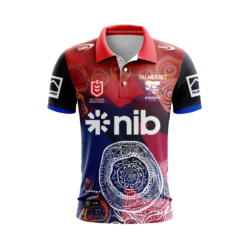NRL Newcastle Knights 2025 Indigenous Polo Shirt