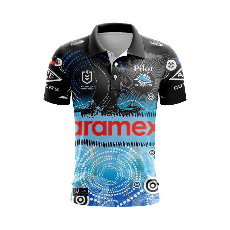 NRL Cronulla-Sutherland Sharks 2025 Indigenous Polo Shirt