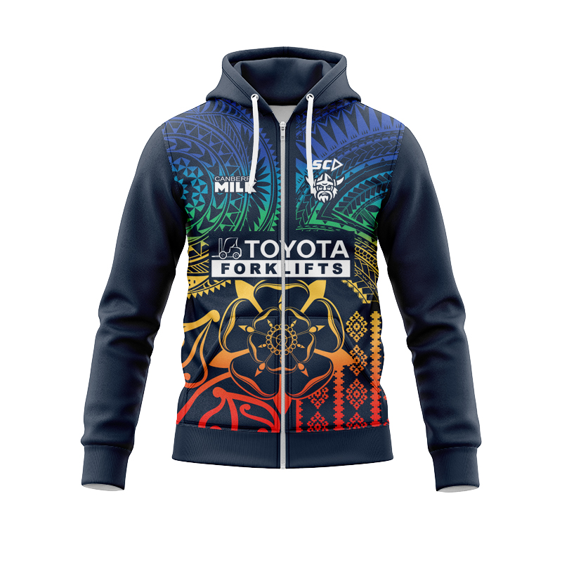NRL Canberra Raiders 2024 Multicultural Run Out Zipper Hoodie