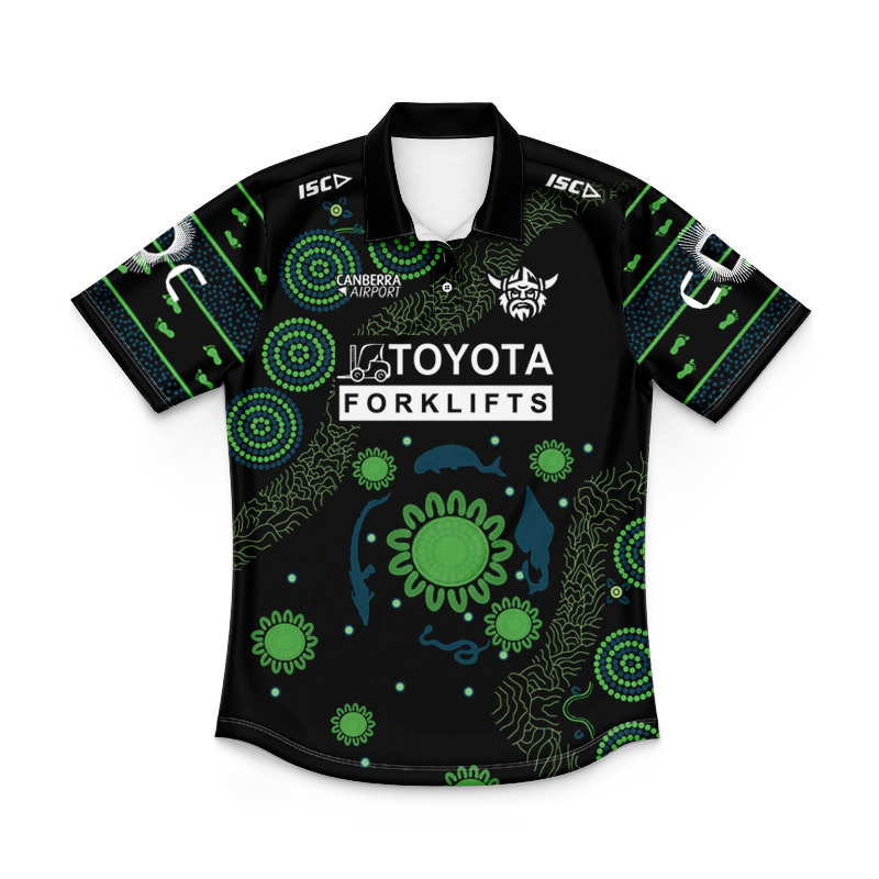 Kid's NRL Canberra Raiders 2025 Indigenous Run Out Polo Jersey