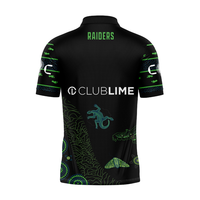 NRL Canberra Raiders 2025 Indigenous Run Out Polo Shirt