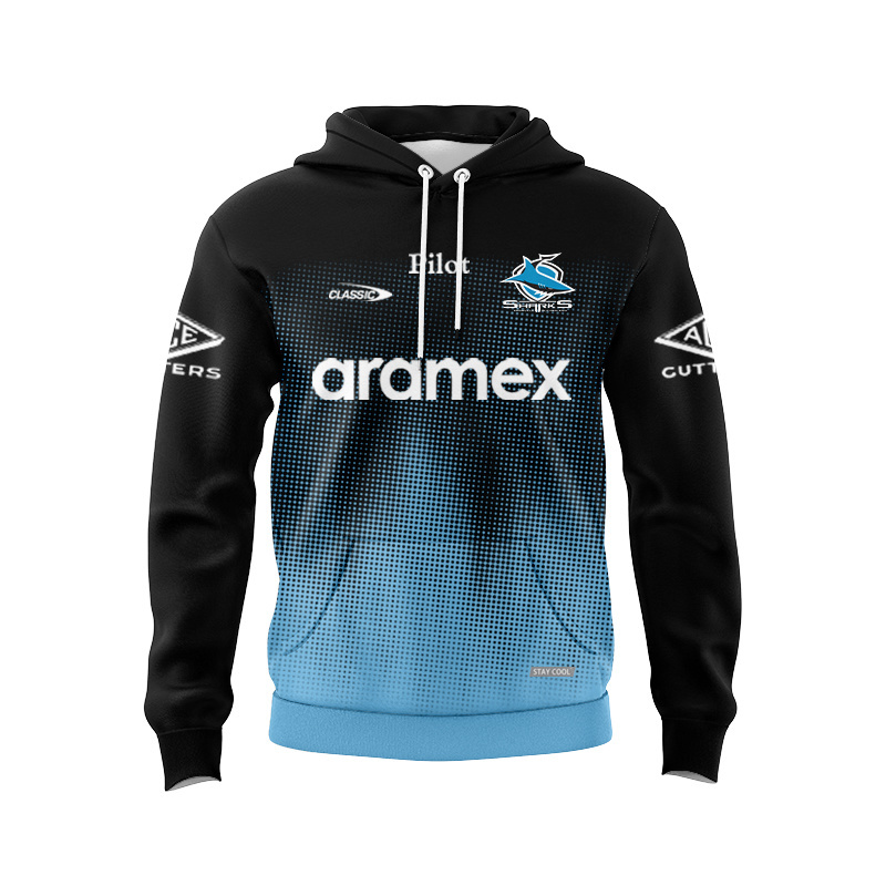 NRL Cronulla-Sutherland Sharks 2025 Blk Training Sport Hoodie