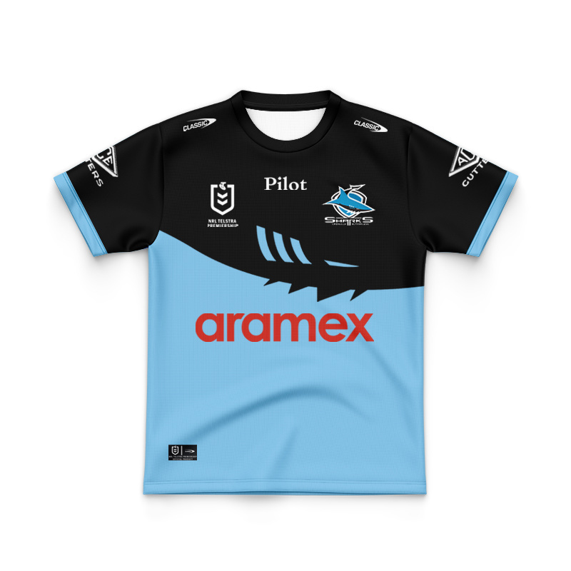 Kid's NRL Cronulla-Sutherland Sharks 2025 Sky/Blk Training Jersey