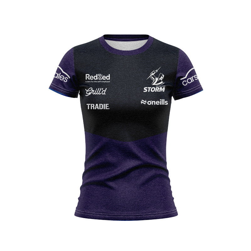 Women's NRL Melbourne Storm 2025 Media Black Purple Jersey