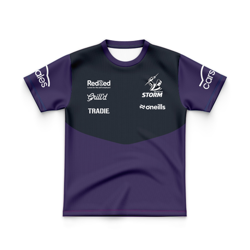 Kid's NRL Melbourne Storm 2025 Media Black Purple Jersey
