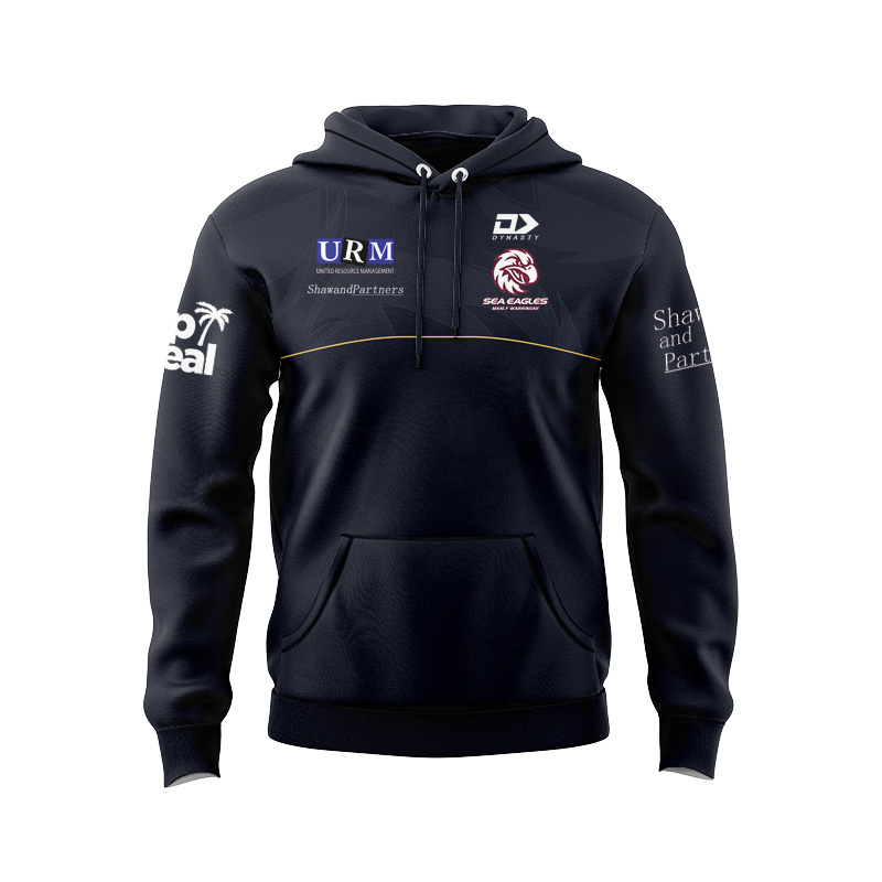 NRL Manly Warringah Sea Eagles 2025 Black Media Sport Hoodie