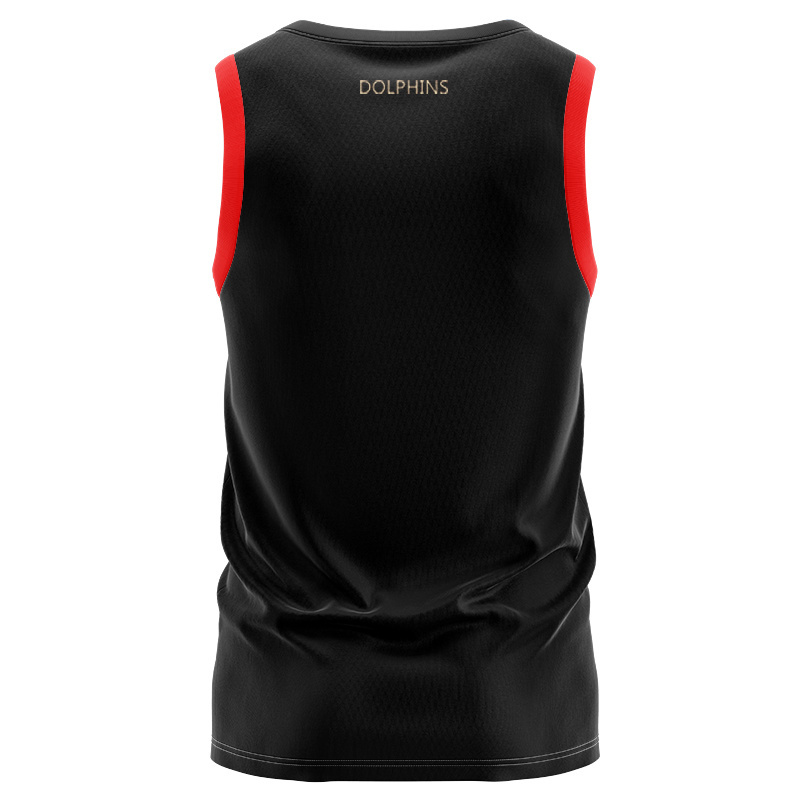 NRL Dolphins 2025 Black Players Media Singlet