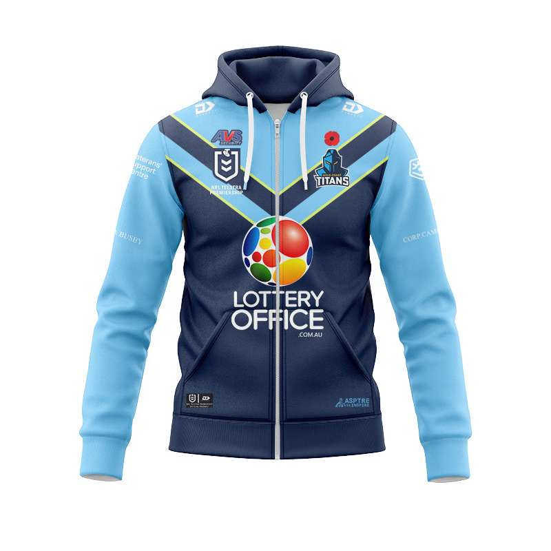 NRL Gold Coast Titans ANZAC Navy Zipper Hoodie