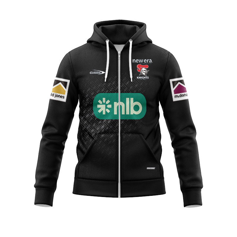 NRL Newcastle Knights 2025 Black Training Zipper Hoodie