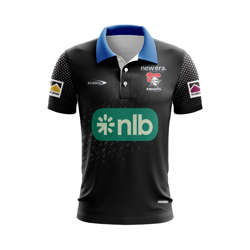 NRL Newcastle Knights 2025 Black Training Polo Shirt