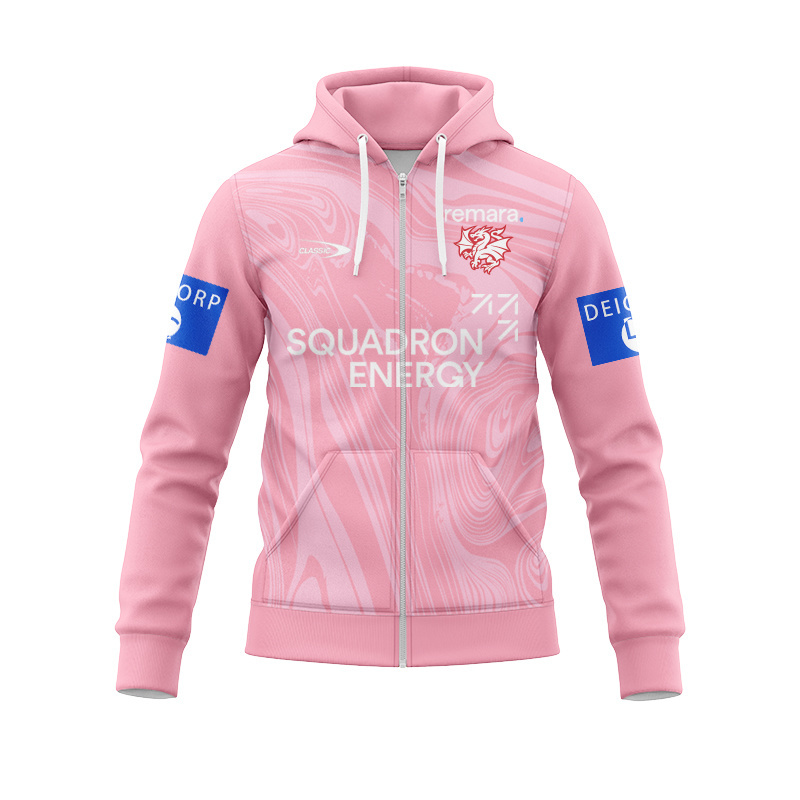 NRL St George Illawarra Dragons 2025 Pink Training Zipper Hoodie