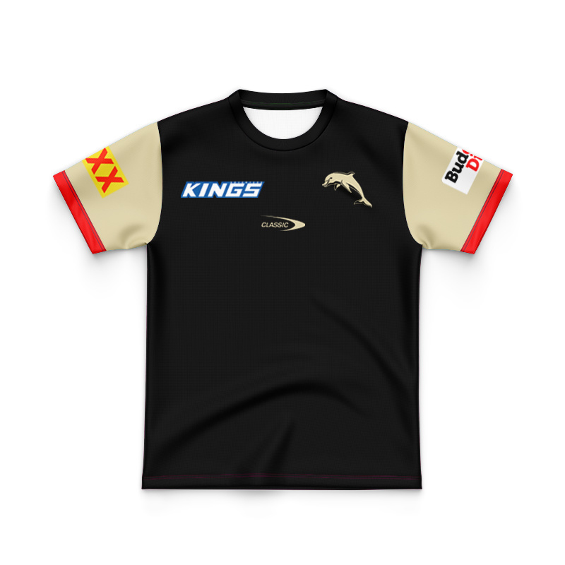 Kid's NRL Dolphins 2025 Black Players Media Jersey