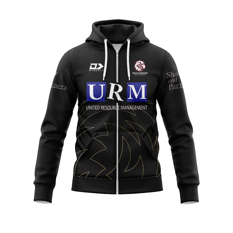 NRL Manly Warringah Sea Eagles 2025 Black Training Zipper Hoodie