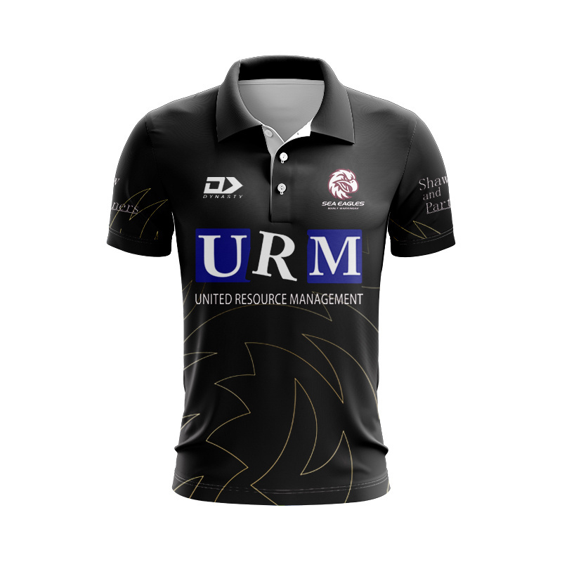 NRL Manly Warringah Sea Eagles 2025 Black Training Polo Shirt