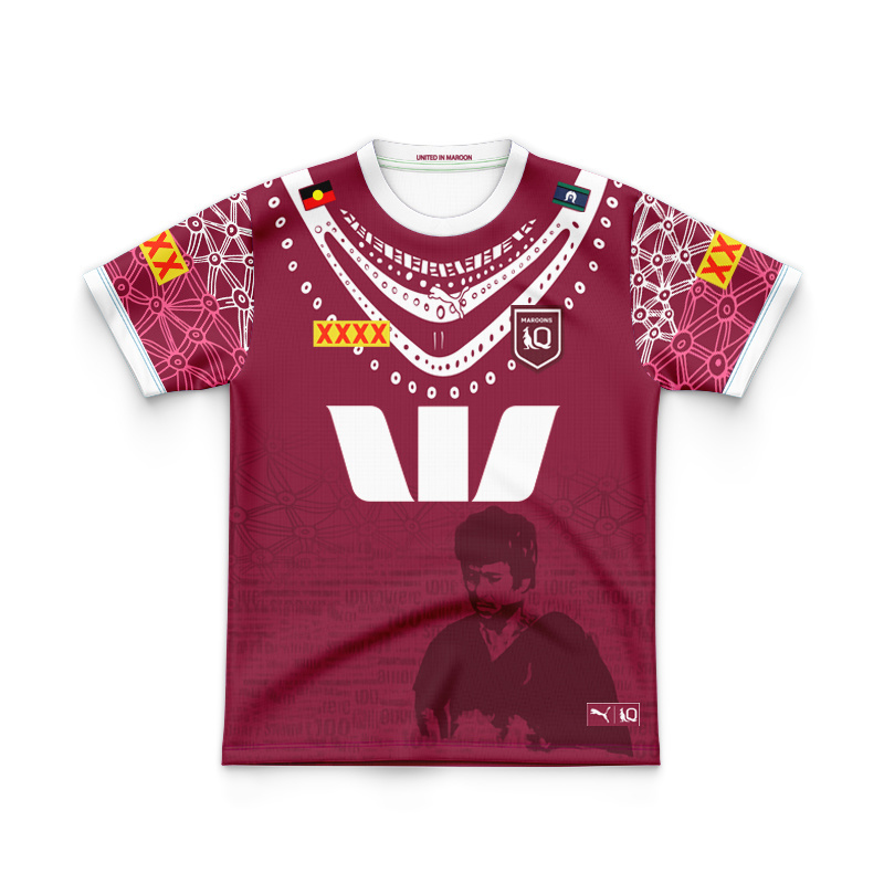 Kid's QLD Maroons 2025 Indigenous Burgundy Jersey