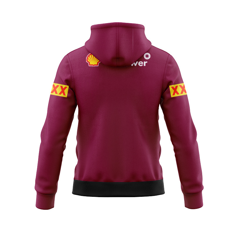 QLD Maroons 2025 Training Polo Team Black Zipper Hoodie