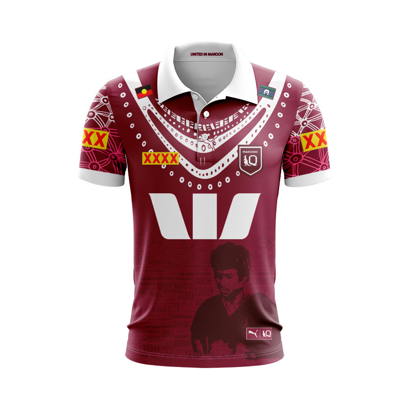 QLD Maroons 2025 Indigenous Burgundy Polo Shirt