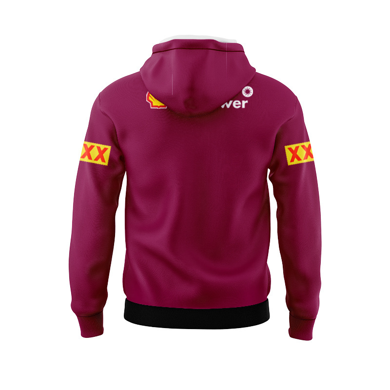 QLD Maroons 2025 Training Polo Team Black Sport Hoodie