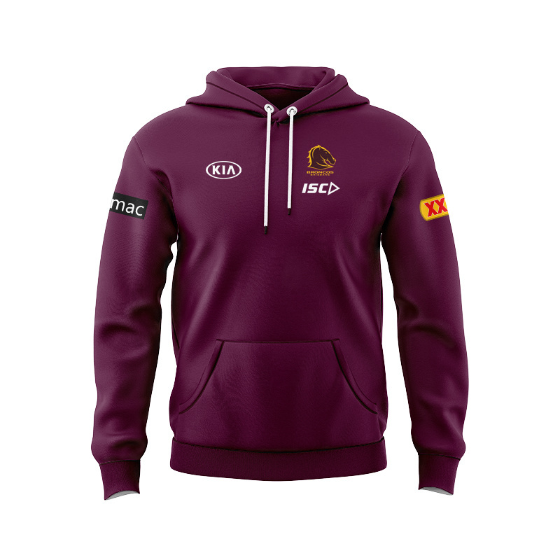NRL Brisbane Broncos 2025 Mulberry Media Sport Hoodie