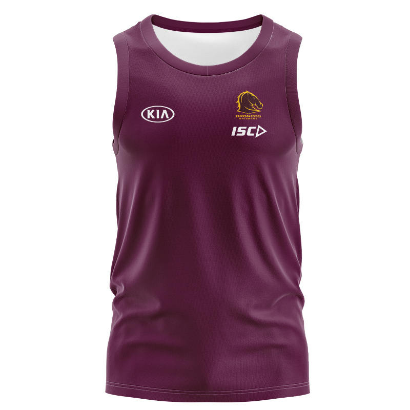 NRL Brisbane Broncos 2025 Mulberry Media Singlet