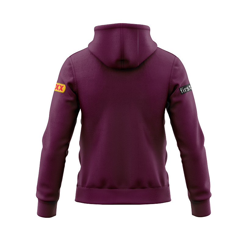 NRL Brisbane Broncos 2025 Mulberry Media Zipper Hoodie