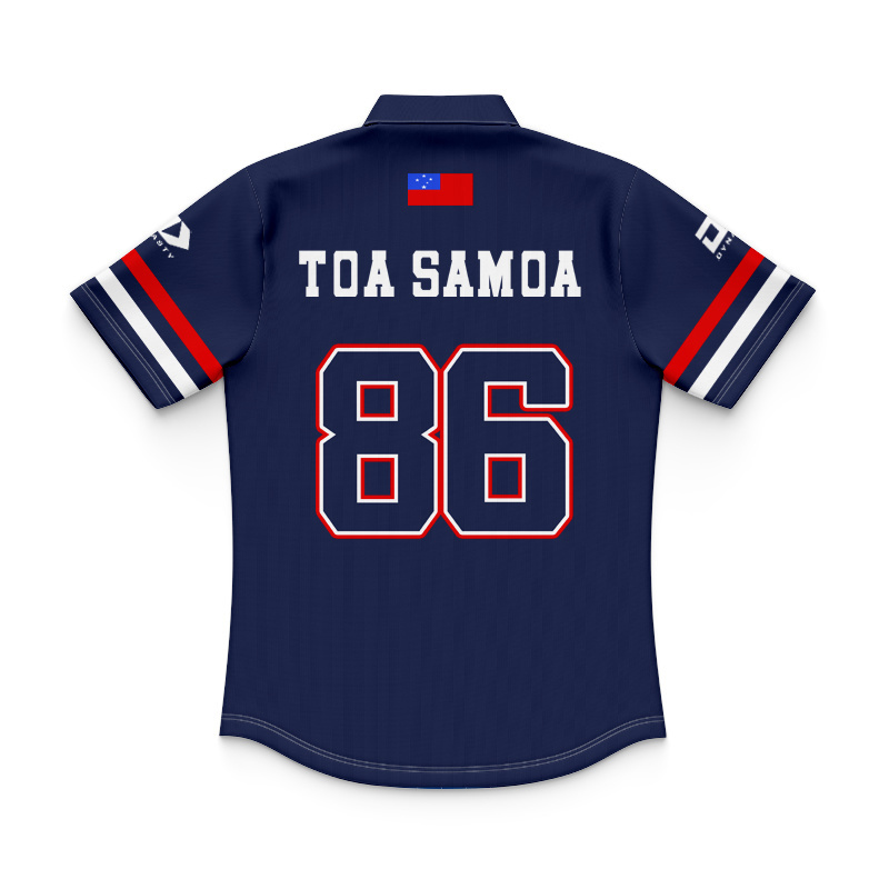 Kid's Toa Samoa Rugby League 2025 Oversized Navy Polo Jersey
