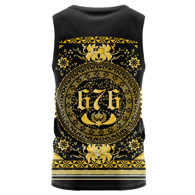 Tonga Rugby League 2025 Captains Run Black/Gold Singlet