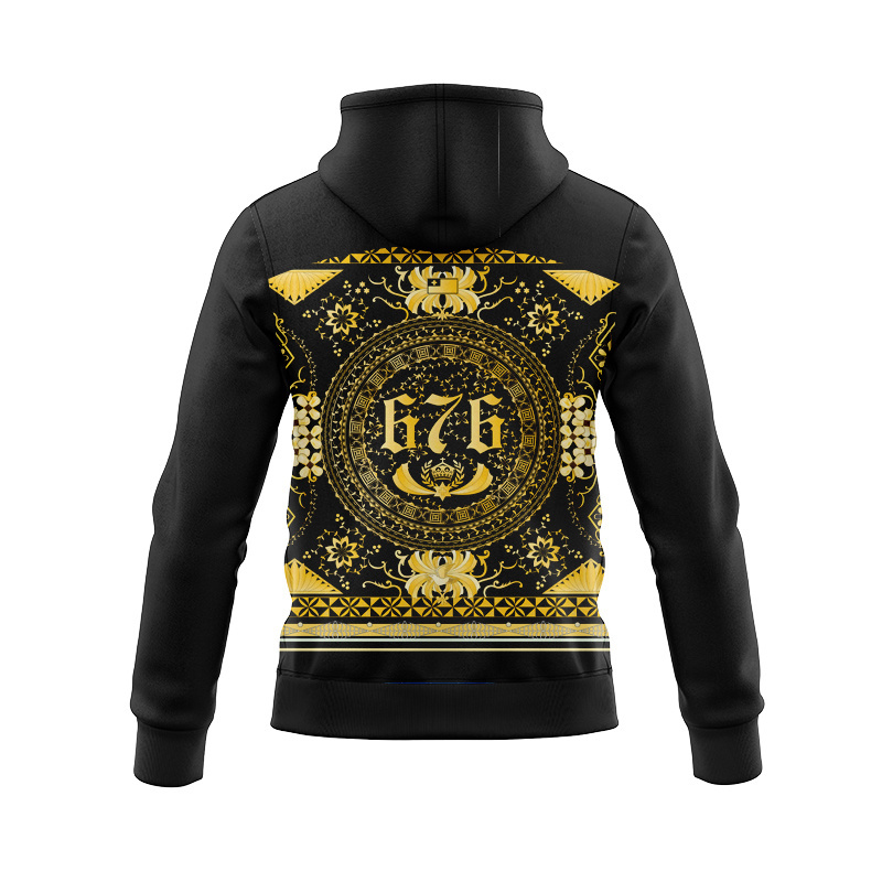 Tonga Rugby League 2025 Captains Run Black/Gold Zipper Hoodie