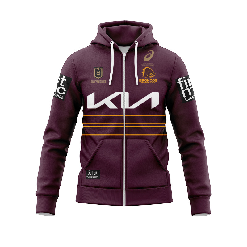 NRL Brisbane Broncos 2025 Premiers Home Zipper Hoodie