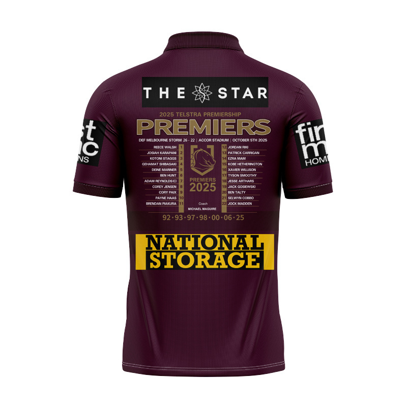 NRL Brisbane Broncos 2025 Premiers Home Polo Shirt