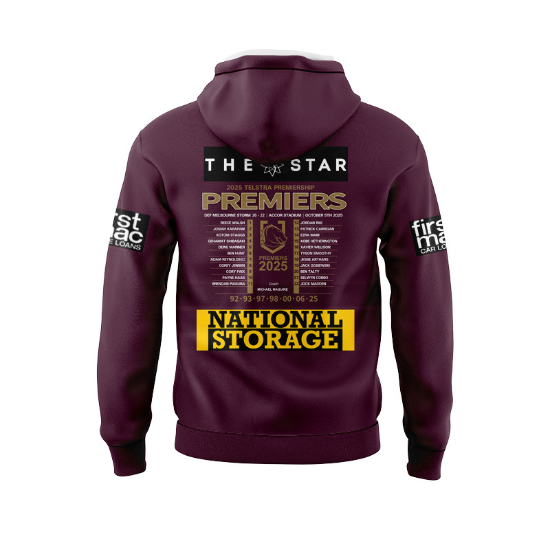 NRL Brisbane Broncos 2025 Premiers Home Sport Hoodie