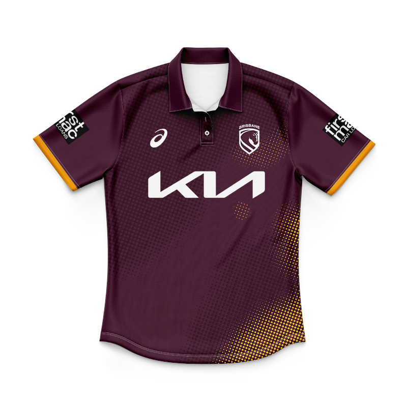 Kid's NRL Brisbane Broncos 2026 Maroon Training Polo Shirt