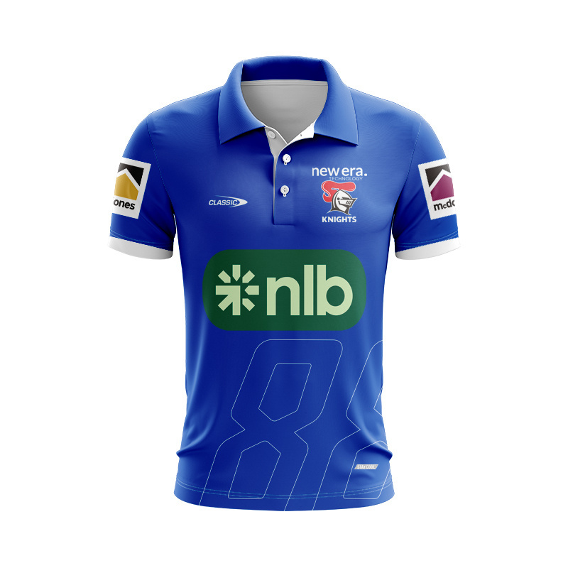 NRL Newcastle Knights 2026 Blue Training Polo Shirt