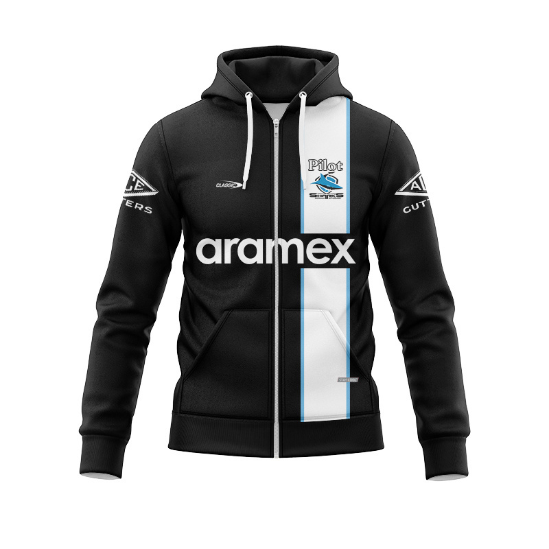 NRL Cronulla-Sutherland Sharks 2026 Black Training Zipper Hoodie