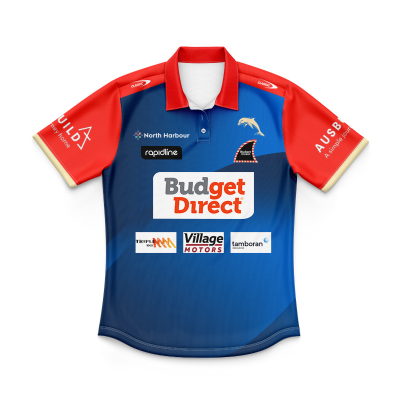 Kid's NRL Dolphins 2026 Blue/Red Classic Traning Polo Jersey