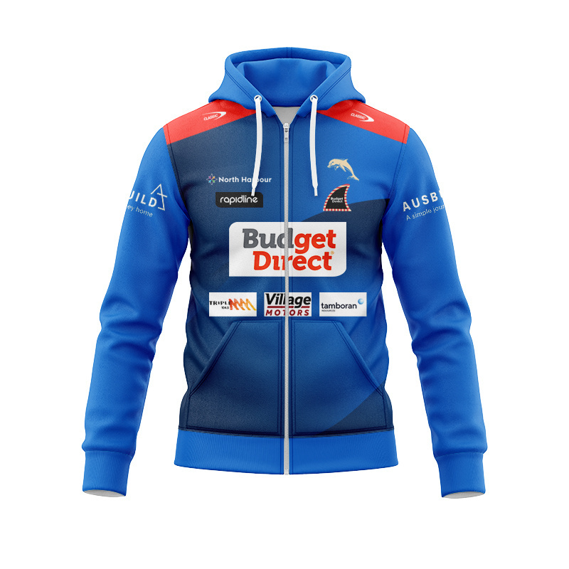NRL Dolphins 2026 Blue/Red Classic Traning Zipper Hoodie