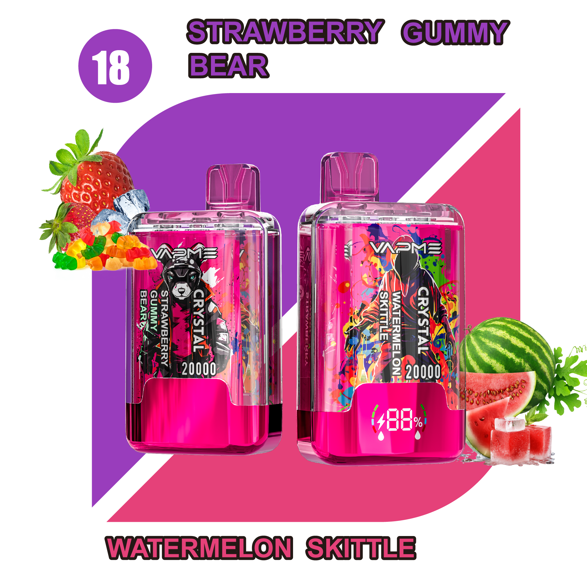 VAPME CRYSTAL 20000 - 20+20 Flavors