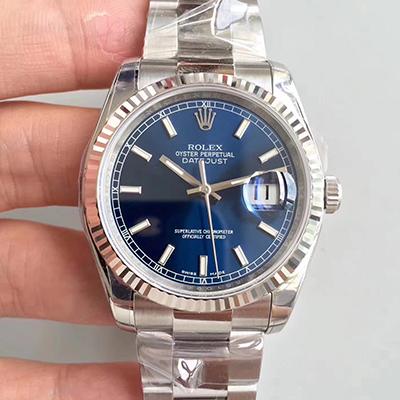 Rolex Dupe Datejust 36mm 116234 1:1 Best Edition Swiss ETA3135 Blue Dial Stick Marker - DEEPREPS