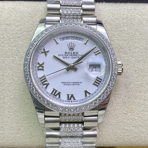 Replica Rolex Day Date M128349RBR-0026 1:1 Best Edition White Dial - DEEPREPS